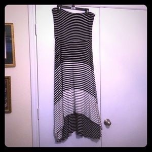 Black and white SOMA striped high low dress